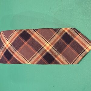 Egara 100% Cotton 64" lined brown tan black & beige plaid Tie EUC